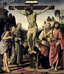 La Crucifixion avec les saints Jérôme, François, Marie-Madeleine, Jean-Baptiste et le bienheureux Giovanni Colombini, vers 1480-1500